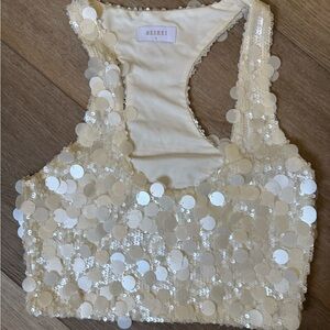 MESHKI Cream Sequin Women's Top